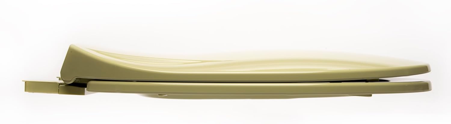 2Q1E6-58 Deluxe Slow Close Plastic Toilet Seat with Vari Adjust Lok-Down R'N'C Hinge and Quik-Lok Mounting Hardware, Elongated, Avocado