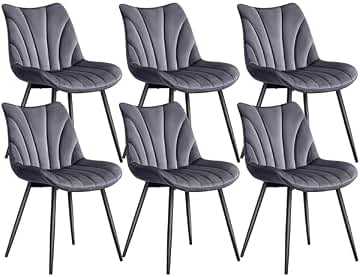 Yaheetech Juego de 2 Sillas de Comedor con Respaldo Sillones sin Reposabrazos con Patas de Metal para Cocina Salón (3, Gris Oscuro)