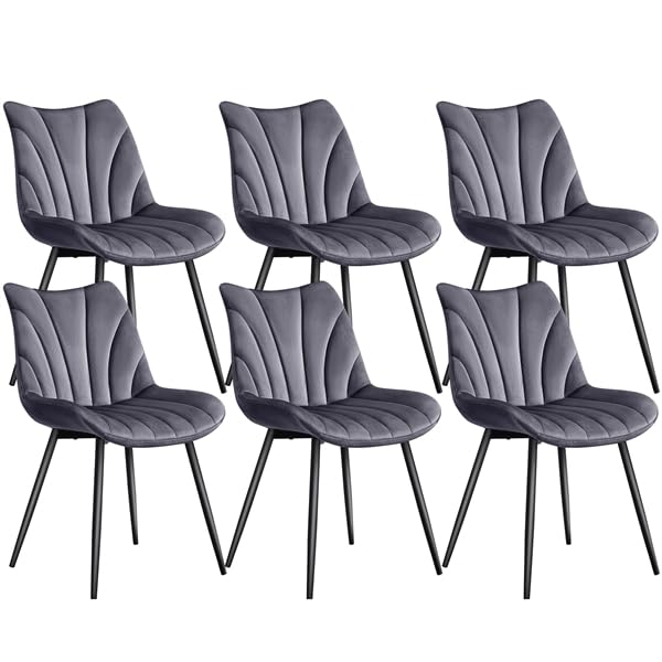 Yaheetech Juego de 2 Sillas de Comedor con Respaldo Sillones sin Reposabrazos con Patas de Metal para Cocina Salón (3, Gris Oscuro)