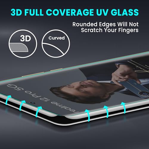 Image of ArmourPro UV Privacy Tempered Glass Compatible for Realme 12 Pro (6.7 Inch, Pack of 2) Edge to Edge Full SCreen Coverage & Installation Kit | Anti-Spy /Anti-Peeping 9H Hardness