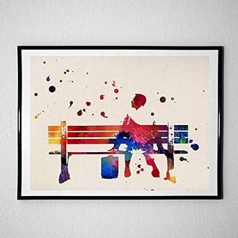 Nacnic Poster Forrest Gump. Film sheets, films, and actors. Old movie posters with watercolor style. A4 size Cover