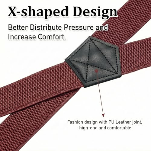 Image of SUNEZLGO Suspenders for Men Heavy Duty, X Back Hidden Suspender 1.5 inch Under Clothing, Adjustable Work Suspenders for Men Women