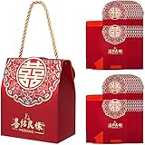 HannaFires 20PCS Chinese Wedding Double Happiness Favor Boxes - Party Event Souvenir Favor Decoration Box, Traditional Gift for Guests, Creative Square Candy Boxes, Thank-you Gift