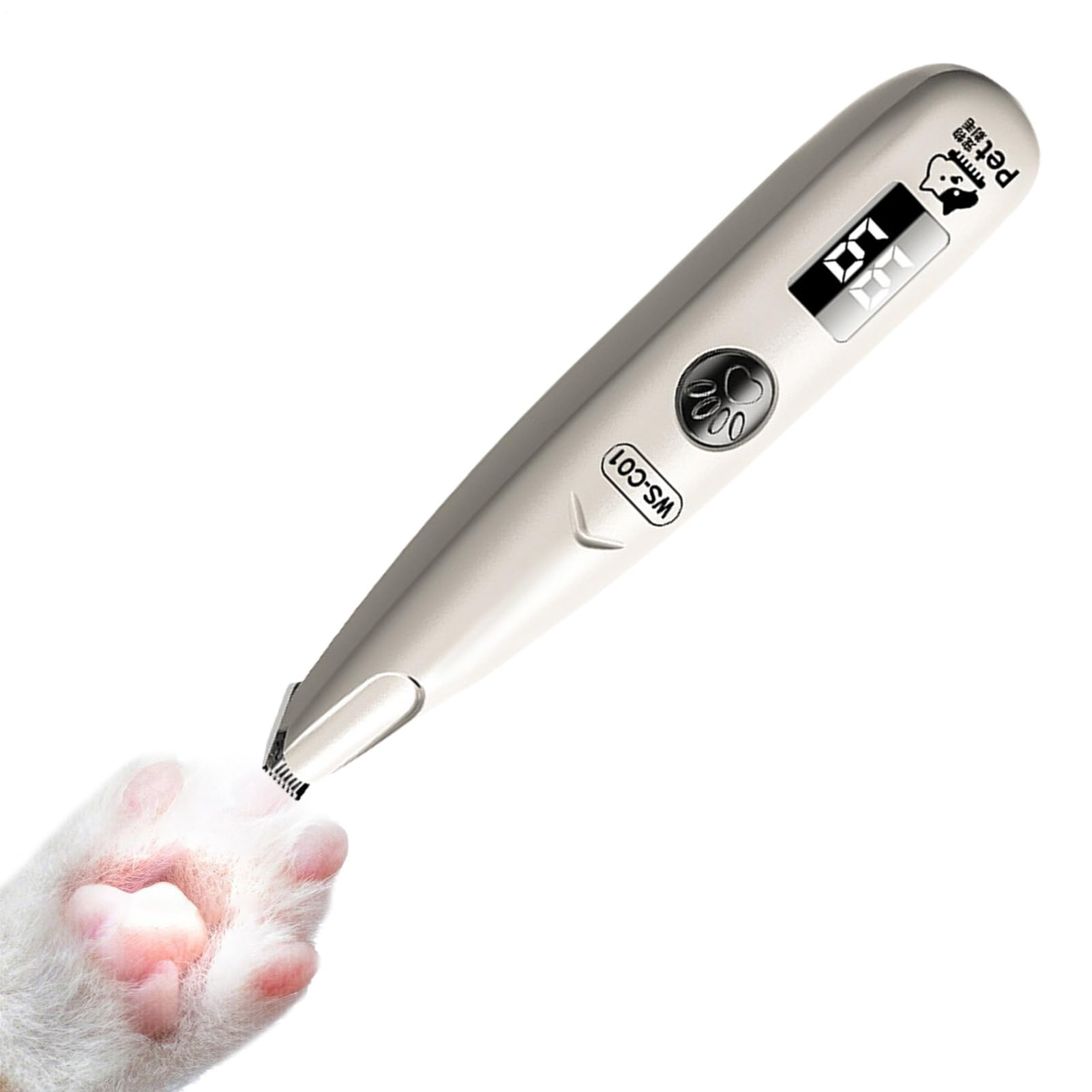 Paw Trimmer - Electric Hair Shaver Cordless Quiet Clipper Bright LED Light Visibility Precision Pet Grooming Tool Pet
