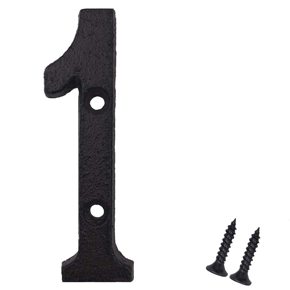 Suithink 3 Inch Black Metal Digital Arabic Numbers Cast Iron House Sign Door Plate DIY Address Numbers for Cafe Wall Courtyard Decor Creative Address Door Numbers with Fixing Screws (1)