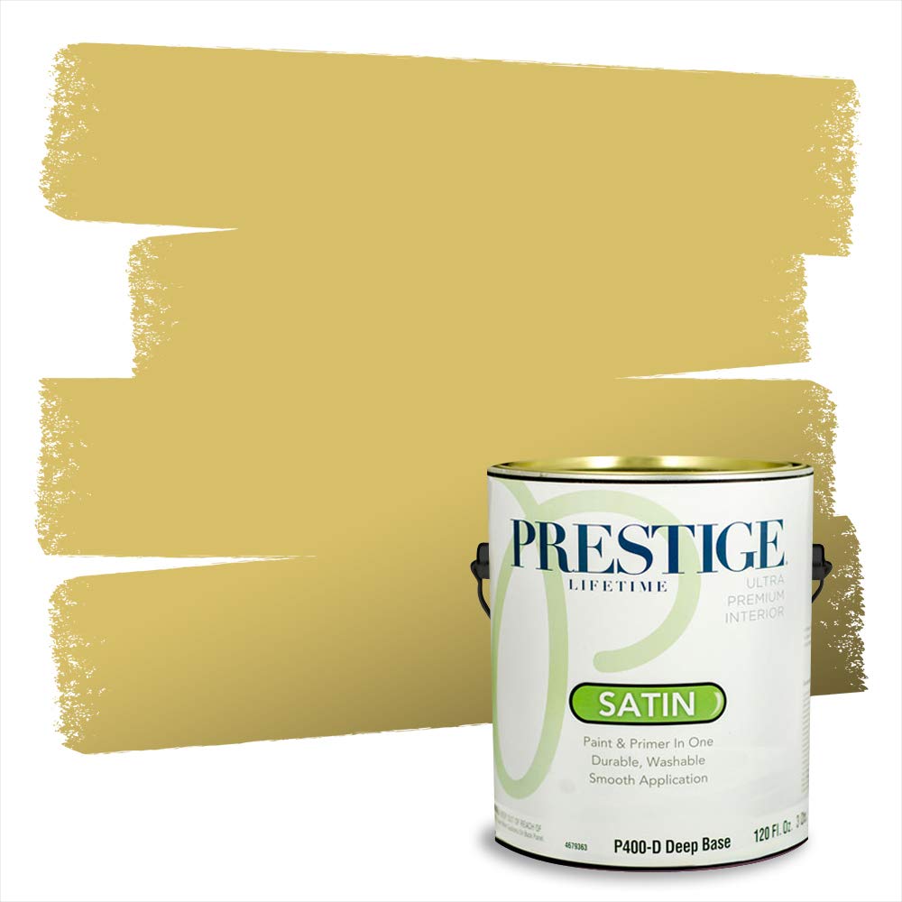 PRESTIGEPaints Interior Paint and Primer In One, 1-Gallon, Satin, Comparable Match of Benjamin Moore* Luxurious Gold*