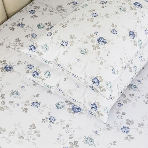 Image of LINENWALAS 100% Cotton Percale Large Standard Size Pillow Case Set of 2, Crisp and Cooling 200 TC, Premium Cotton Printed Bed Pillow Covers (20x30 inch, Blue Sapphire)