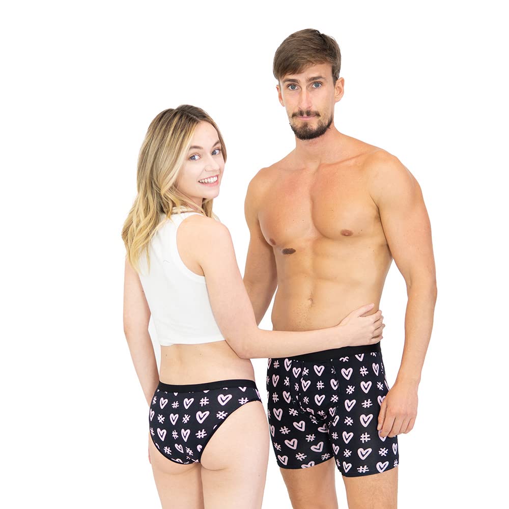 warriors & scholars W&S Matching Underwear for Couples - Couples Matching Undies, Pink Hearts-picture-11