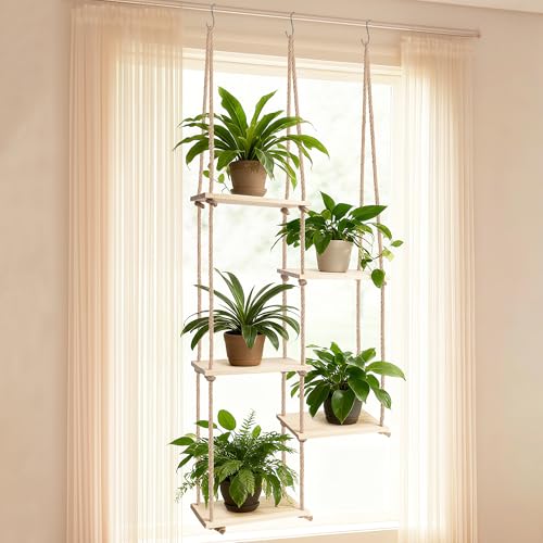 AIOWZZY Window Plant Shelves 5 Tier Hanging Plant Shelf for