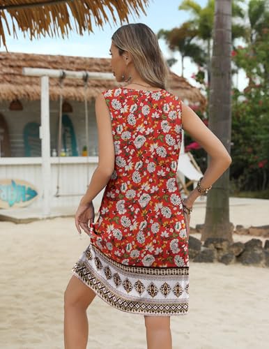 Image of Zeagoo Womens Summer Beach Dresses 2025 Loose Sleeveless Mini Sundress Swimsuit Coverup Spring Casual Boho Tank Dress