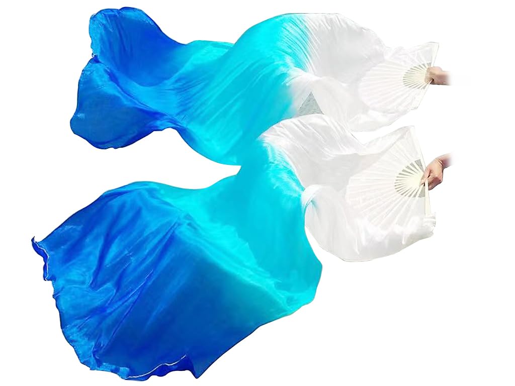 Abanicos de Seda Danza del Vientre 1 Par Ventilador Largos para Bailar