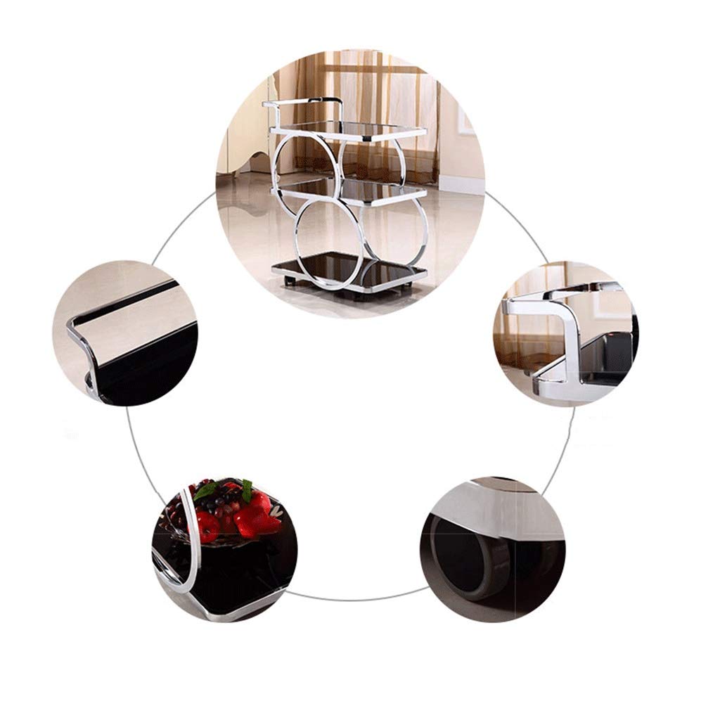 Carrito de té móvil para Hotel/Restaurante con Isla de Servicio de bandejas y Organizador de Almacenamiento, Carrito de Bar y Carrito de Cocina.