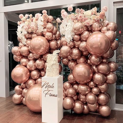 Image of KALOR 18 Inch Metallic Roe Gold Large Latex Round Balloons 30-Pack