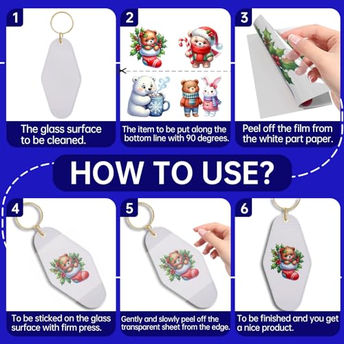 Image of 48 Pcs UV DTF Stickers Christmas Bear Sticker for Keychain