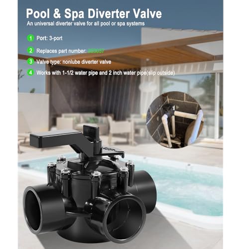 3 Way Pool Diverter Valve 1.5 Inch -1 1/2 Inch to 2 Inch- Replaces for Pentair 263037 Pool & Spa Diverter Valve