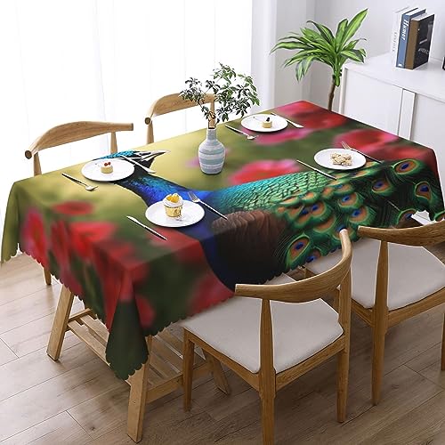 Nappe fleurs de paon décoration de table haute résistance 137x183
