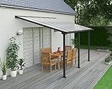 Palram Canopia Olympia Terrassenüberdachung 3x4 - Gestell aus Alumiuium & 16 mm Polycarbonat - Terrassendach Für den Ganzjährigen Gebrauch Geeignet, Grau, 425 x 295 x 305 cm, 425x295x305 cm