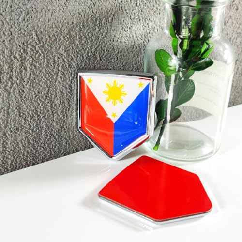 Image of Newperlite Philippines Flag Decal Sticker Car Emblem Filipino Flag Car Decoration Accessories Chrome Shield for Truck Vehicles Cars, 2 Pack
