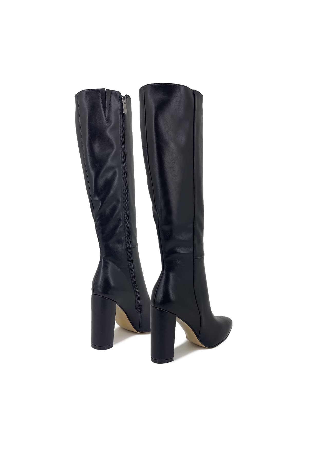 QUEEN HELENA Stivali Alti con Tacco Largo Medio Zip Laterale a Punta Chiusa Casual Eleganti Donna K2031