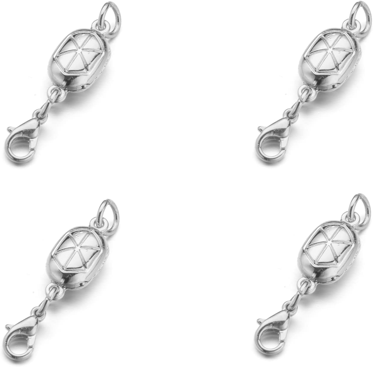 Zpsolution Double Locking Magnetic Clasps for Jewelry - Easy to Use, Safe and Reliable 4PCS Silver