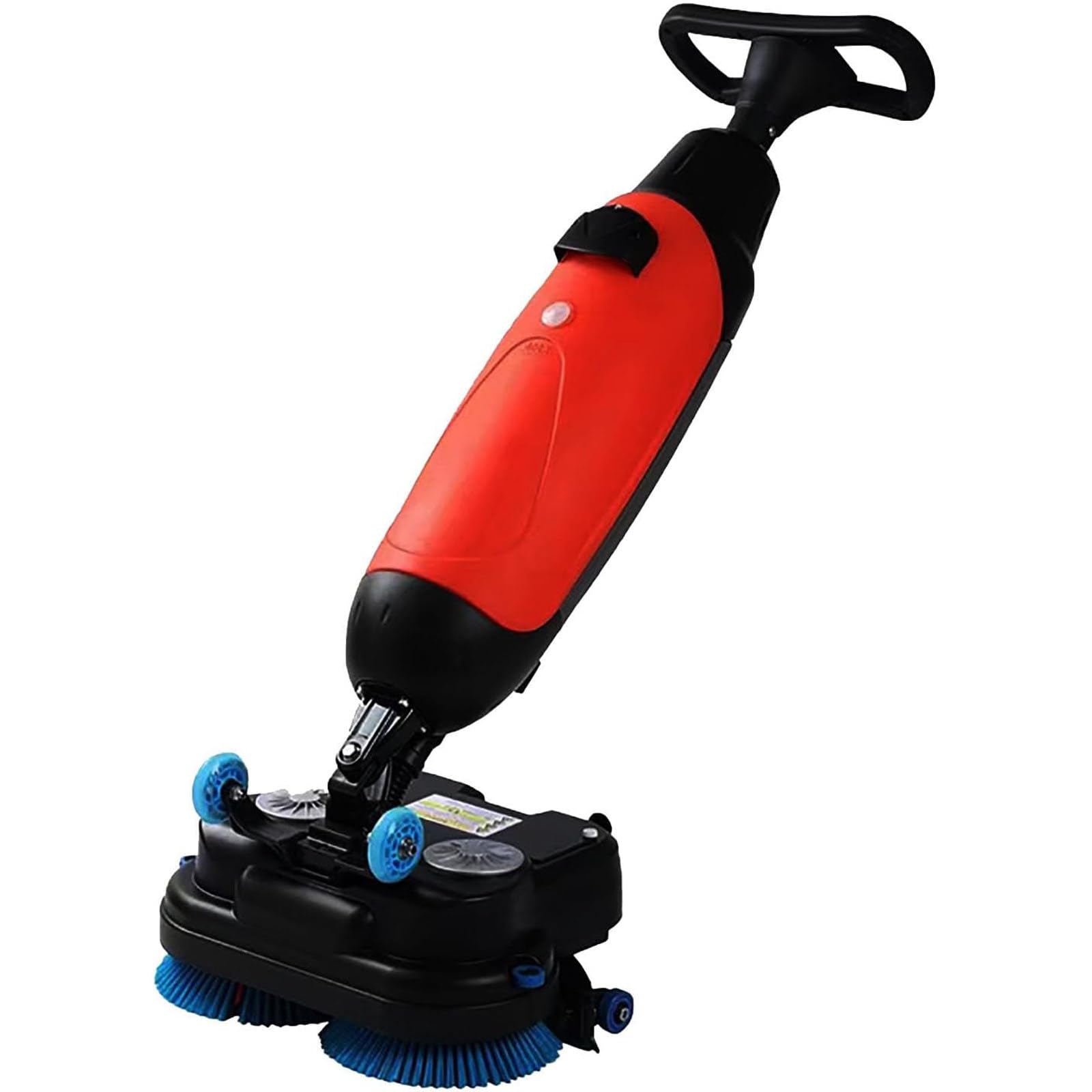 KRYANFEN Battery Powered Floor Scrubber Floor Scrub Brush 360° Rotating Head 100min Runtime for Narrow Spaces Offices Retail Stores Commercial Buildings Red