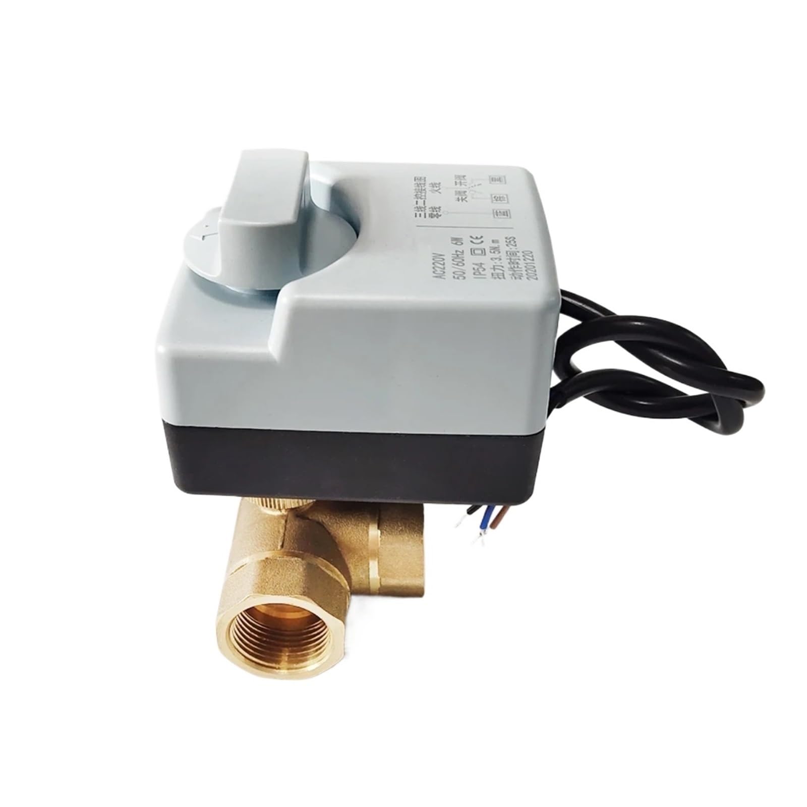 Vanne électrique 3 voies DN20 en laiton avec commande automatique pour traitement de l'eau