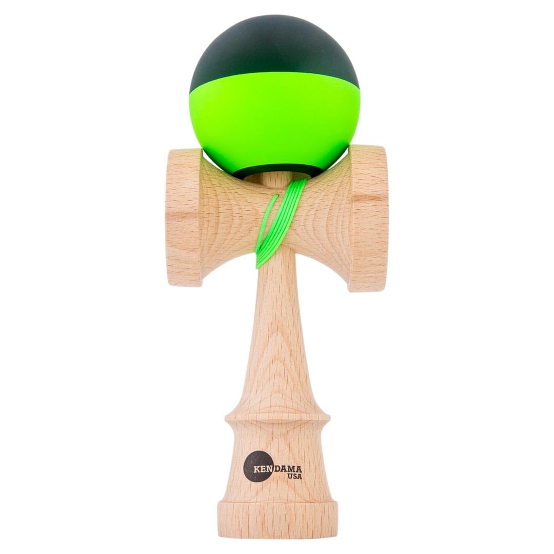 Kendama USA Kaizen Half Split Kendamas | Skill Game | Ball & Cup Toy | Gift Bundle | Indoor & Outdoor Play | Improves Hand Eye Coordination | Reduces Screen Time | (Slime Green)