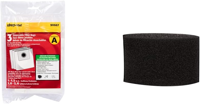Shop-Vac Genuine Collection Bags (3 Pack) and MICR Film Filter Sleeve