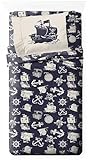 Jay Franco One Piece Twin Size Sheet Set - 3 Piece Anime Nautical Bedding Set Includes Pillow Cover - Super Soft Blue Microfiber Sheets