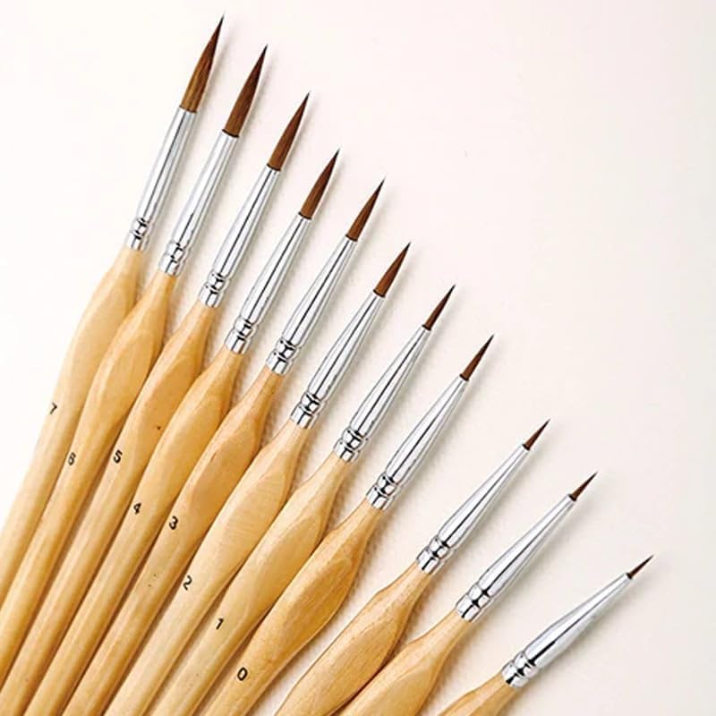 11 Pcs Miniature Detail Paint Brush Set with Natural Wood Handle,2024 New Miniature Paint Brushes,Mini Small Painting Brushes for Art, Crafts, Acrylic, Watercolor, Oil, Model, Face(Natural)