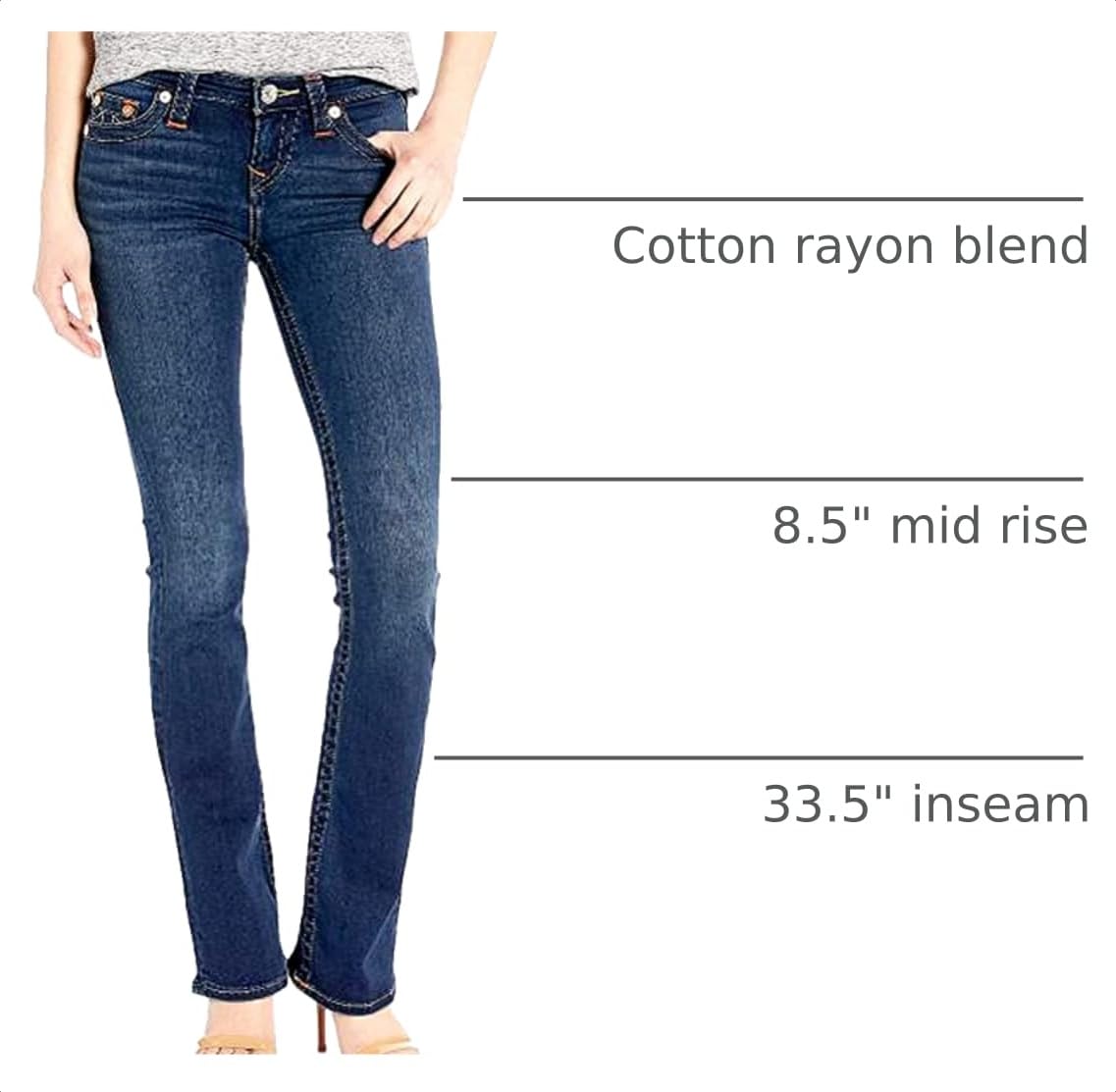 True Religion Womens Becca Mid Rise Bootcut Jeans Premium Stretch Denim Flattering Ladies Jeans product thumbnail 6