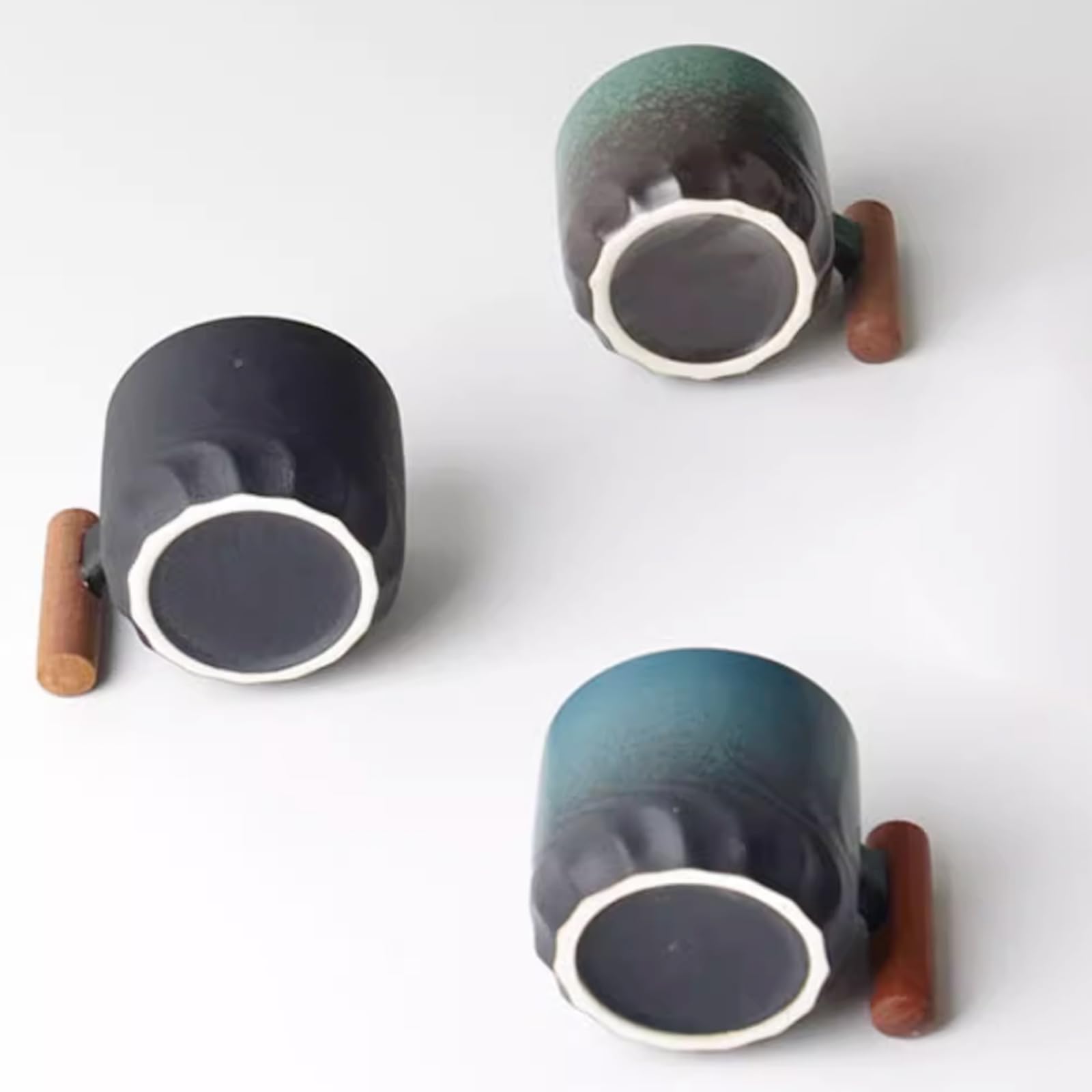 Juego de 6 tazas de café (6 x 70 ml) de cerámica, tazas de café con asa, mini taza de té, taza de café para espresso, té (juego de 6 unidades, negro)