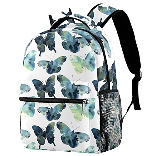 Sac à dos voyage papillons aquarelle avec porte-bouteille enfants