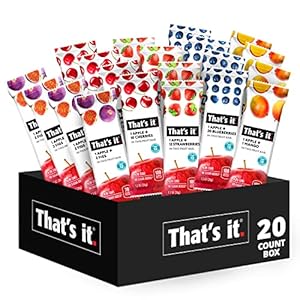That’s it Fruit Bars Snack Gift Box { 20 Pack }100% All Natural, Gluten-Free, Vegan, Low Carb Snacks – Healthy Fruit Snacks Bulk Variety Pack (Strawberry, Mango, Blueberries, Cherries & Fig Bars)