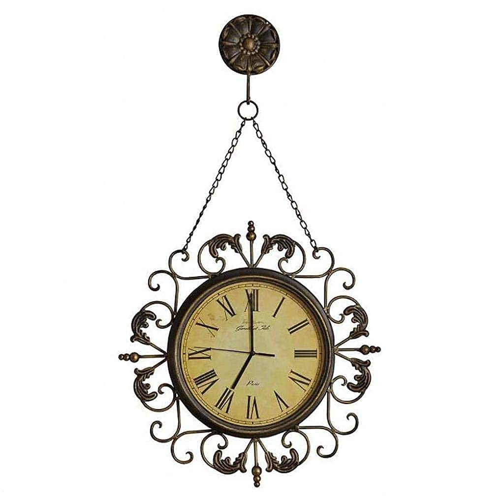 MYUYEE Outdoor Wall Clock Weatherproof, Metal Garden Ornaments, Quartz Clock Roman Numerals European Style Retro Creativity Beautiful snery