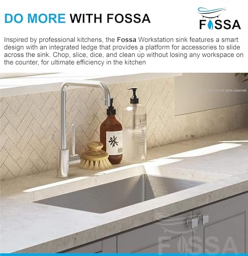 Image of Fossa 30 inchx18 inchx10 inch ๐-๐๐๐๐ ๐๐๐๐๐๐๐๐ Premium Stainless Steel Handmade Single Bowl Kitchen Sink | Scratch Resistant, Anti-Stain | Silver (Matte Finish)