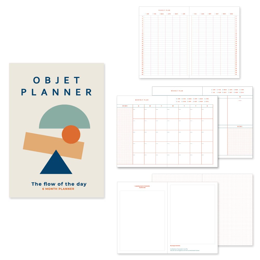 Monolike B6 Objet Diary 6 Month Planner, Beige Brown - Academic Planner, Weekly & Monthly Planner, Scheduler — image 1