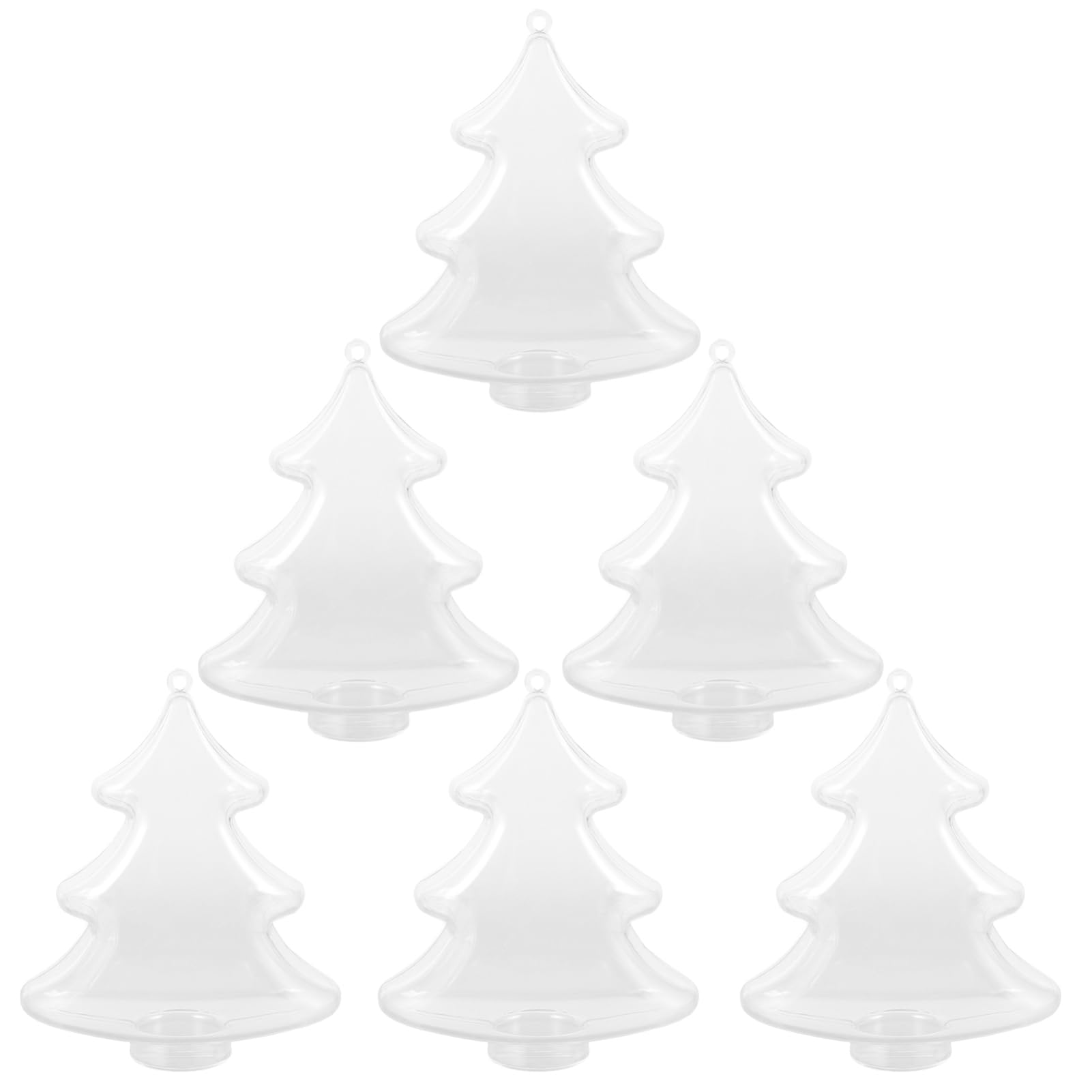 FOMIYES 6 Pcs Christmas Tree Shaped Candy Boxes Cute Clear Plastic Containers Fillable Candy Jar for Weddings Birthdays Xmas Party Favors