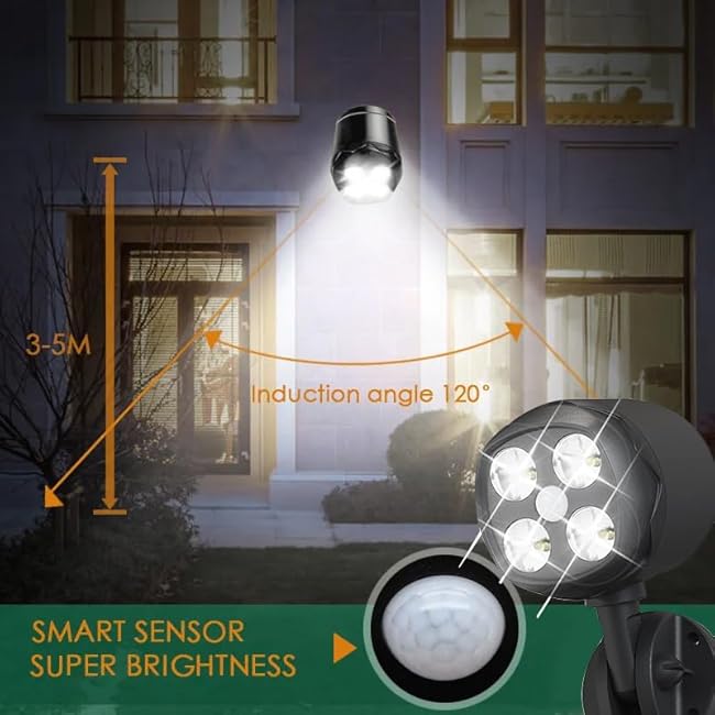 Battery Motion Sensor Light Outdoor, IP65 Waterproof Wireless 6000K Outside Light for Garage/Pathway/Yard (2 Pack, Black)
