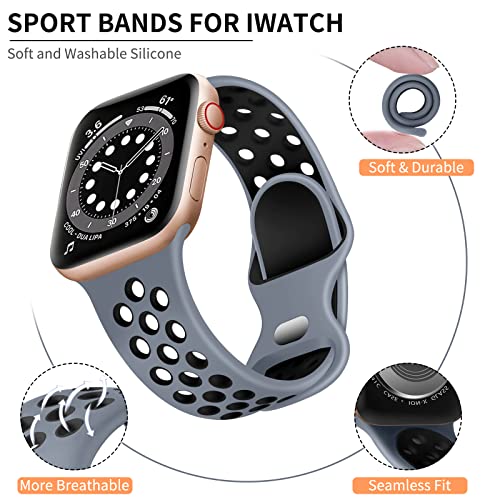Image of Lerobo Sport Band Compatible with Apple Watch Band Ultra 49mm 45mm 44mm 42mm 41mm 40mm 38mm for Men Women,Soft Silicone Breathable Strap Sport Band for iWatch Ultra 2 SE Series 9 8 7 6 5 4 3 2 1