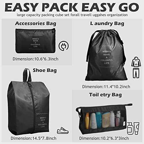 48 Set Packing Cubes Travel Luggage Organizers Set with Storage Shoe Bag, Clothing Bag for Women Men Essentials3