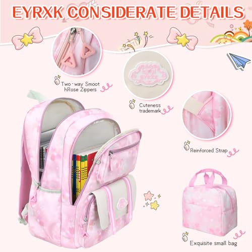 Kawaii Backpack Starry Rainbow Bookbag Cute Large Capacity Kids Backpack Multifunction Fashion Casual Laptop Travel Bag For Boy Girl (Purple-17inch)4