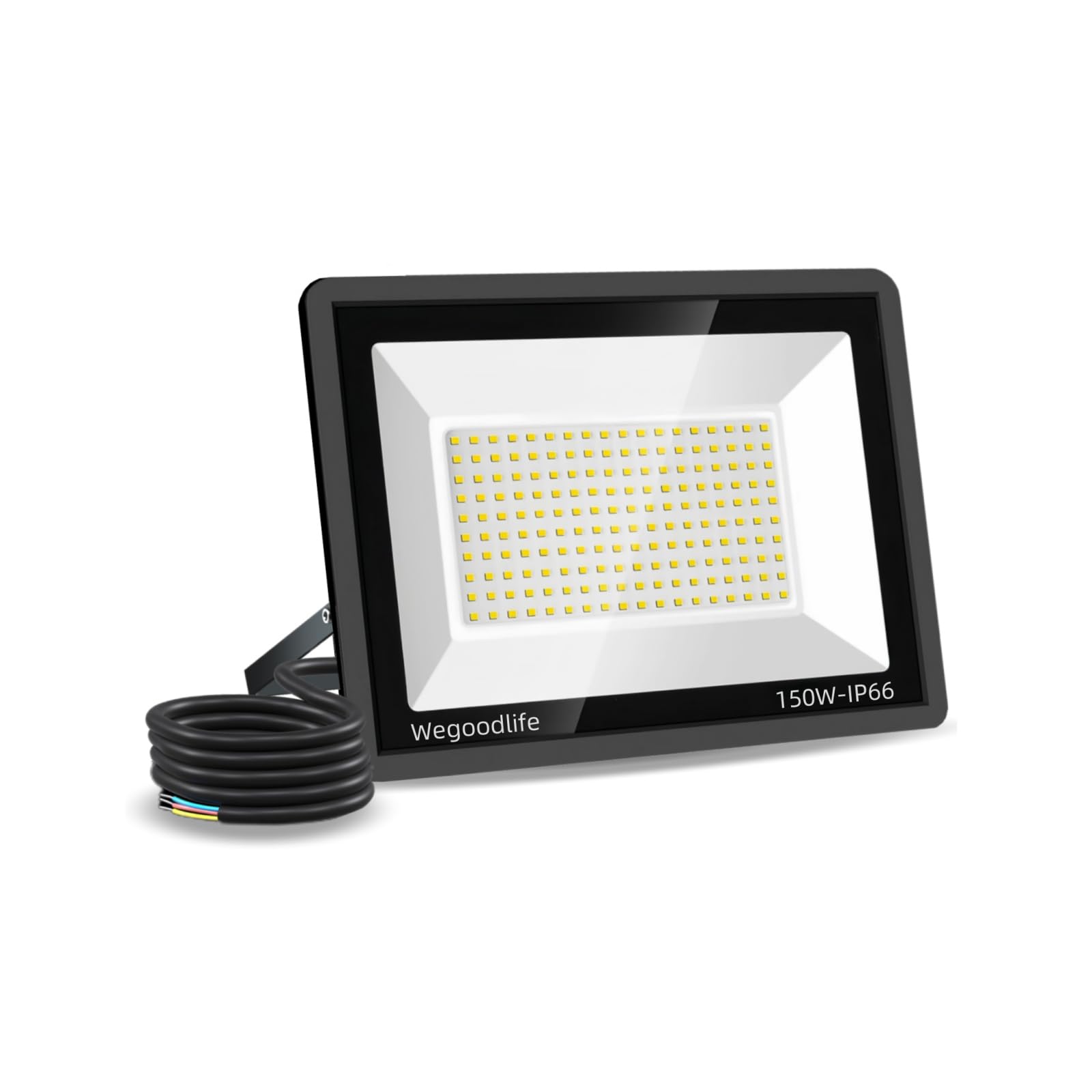 Wegoodlife 150W LED Floodlight Outdoor, Super Bright 15000LM Security Lights, 3000K Warm White Wall Light, IP66 Waterproof, Adjustable 180° Bracket, Outdoor Lighting for Garden, Garage, Yard, No Plug — image 1