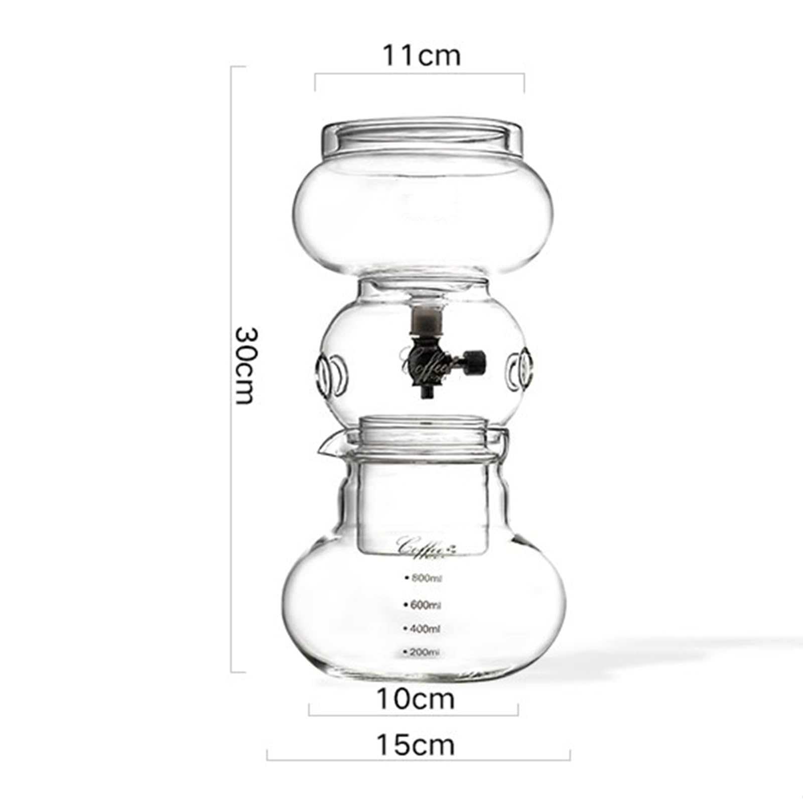 Ekspres do kawy Cold Brew, szklany garnek z kroplownikiem ze stali nierdzewnej, 800 ml sprawia, że 4-6 filiżanek do domowego biura