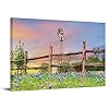   Conipit-Texas-Landscape-Wall-Art-Rustic-Windmill-Artwork-Wildflowers-Bluebonnets-Canvas-Texa-Countryside-Picture-Western-Farmland-Art-Prints-for-Home-Wall-Decor-Framed-24x36