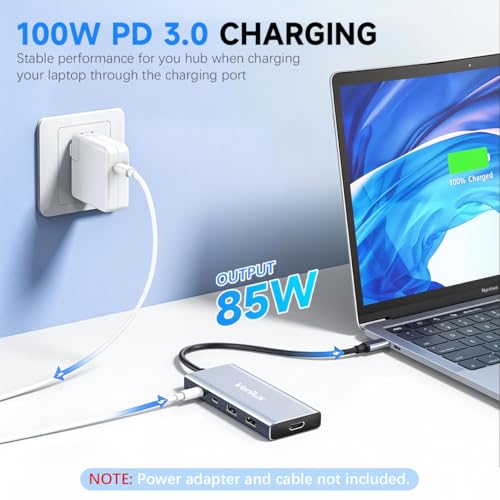 Image of Verilux USB C Hub 9 in 1 USB C Hub 4K@60Hz HDMI Converter USB C SD /TF Card Reader Travel USB C Hub Support 100W PD Fast Charging & 5 Gbps Data Transmisson Universal USB C Hub for PC, Laptop, PS