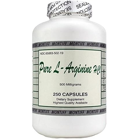 Pure L-Arginine HCL 500 mg - 250 Capsules by Montiff Cover
