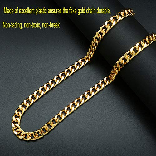 Markeny Men's Chunky Necklace, Rapper Fake Gold Chain 90s Hip Hop Fake Gold Necklace Costume Accessory (27.5 Inches*1.37inches)3