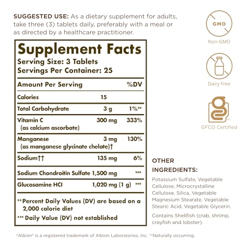 Solgar Extra Strength Glucosamine Chondroitin Complex - 75 Tablets - Supports Healthy Joints & Comfortable Movement - Non-GMO, Gluten Free, Dairy Free - 25 Servings - Image 3