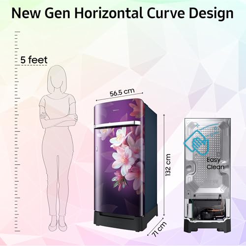 Image of Samsung 189 L, 5 Star, Digital Inverter, Direct-Cool Single Door Refrigerator (RR21H2H25WB /HL, Wild Lily Blue, Base Stand Drawer, Single Touch Defrost, 2026 Model)